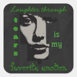 Cuadrada Risas a través de lágrimas pegatina cuadrado