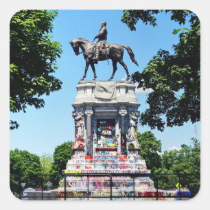 Cuadrada Robert E. Pegatina de estatua de Lee