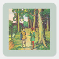 Robin Hood Y Little John Square Pegatina