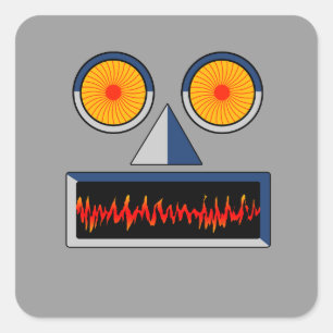 Cuadrada Robot Face Pegatina