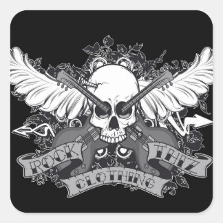 Cuadrada Rock Thiz Clothing Pegatina Skull, Wings & Guitar