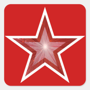 Cuadrada Rojo pegatina cuadrado de Estrella Roja