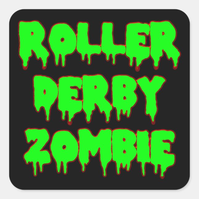 Cuadrada Roller Derby Zombie Pegatina (Anverso)