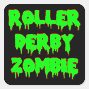 Cuadrada Roller Derby Zombie Pegatina