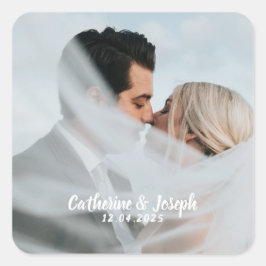 Cuadrada Romántico Boda de novia y Groom Pegatina cuadrado