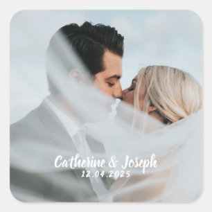 Cuadrada Romántico Boda de novia y Groom Pegatina cuadrado