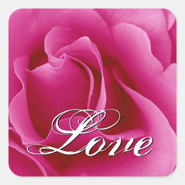 Cuadrada Rosa Boda de amor rosado Pegatina cuadrado (Anverso)