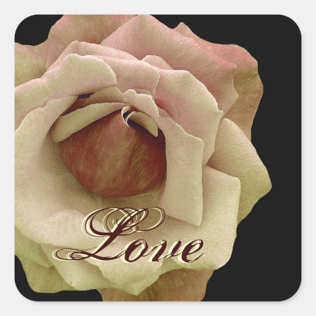 Cuadrada Rosa Boda de chocolate amarillo AMOR Pegatina cuad (Anverso)