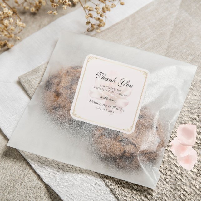 Cuadrada Rosa rosa suave gracias Pegatina (Subido por el creador)