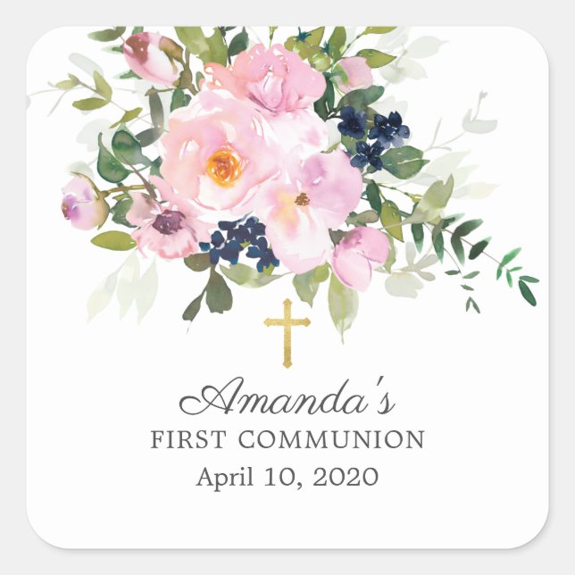 Cuadrada Rosas de Rubor y primer Pegatina de la comunidad (Anverso)