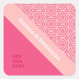 Cuadrada Rosas geométricos Pegatina de Plaza Boda Roja