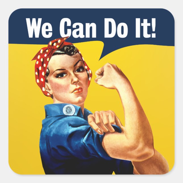 Cuadrada Rosie the Riveter | PEGATINA | Inglés (Anverso)