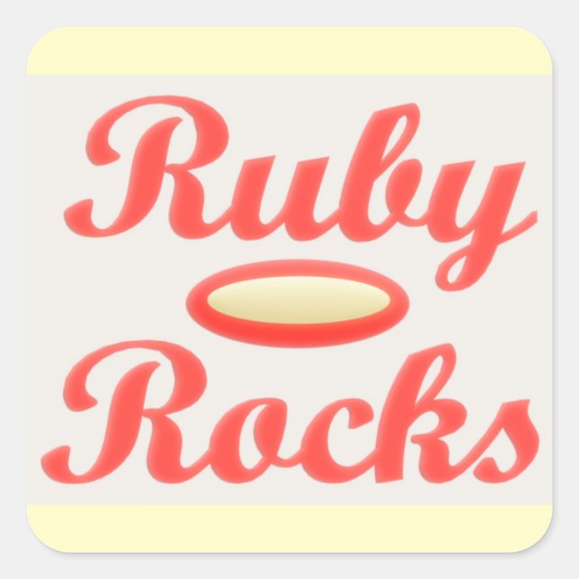 CUADRADA RUBY ROCKS RED Y CREAM PEGATINA (Anverso)