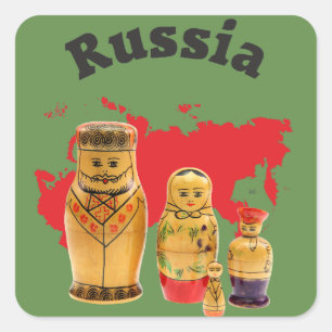 Cuadrada Rusia - Russia Babuschka Matrjoschka pegatina