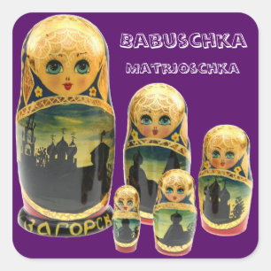 Cuadrada Rusia - Russia Babuschka Matrjoschka pegatina