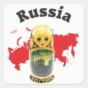 Cuadrada Rusia - Russia Babuschka Matrjoschka pegatina