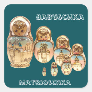 Cuadrada Rusia - Russia Babuschka Matrjoschka pegatina