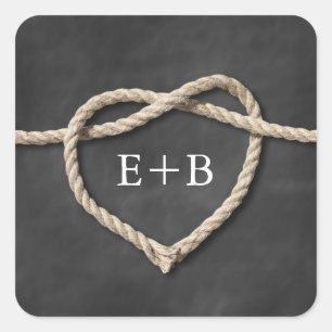 Cuadrada Rústico amarrando al Pegatina del nudo