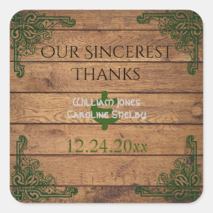 Cuadrada Rústico Celtic Claddagh Gracias Pegatina