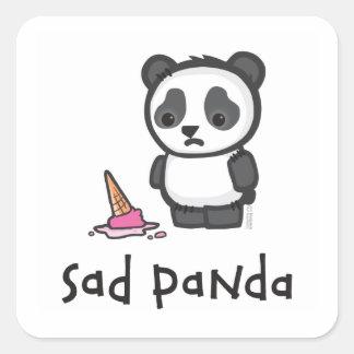 Cuadrada Sad Panda pegatina