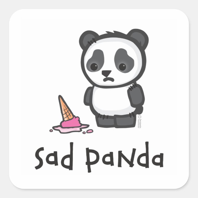 Cuadrada Sad Panda pegatina (Anverso)