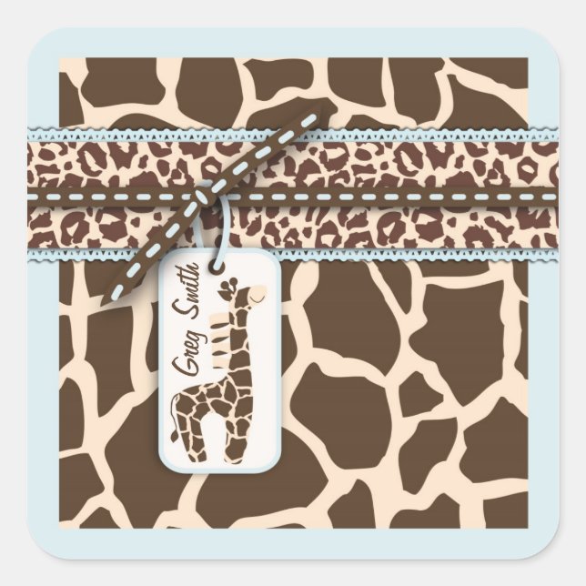 Cuadrada Safari Boy Pegatina C2 (Anverso)