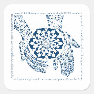 Cuadrada Salmo 104:24 y Salmo 3:19 Pegatina cuadrado