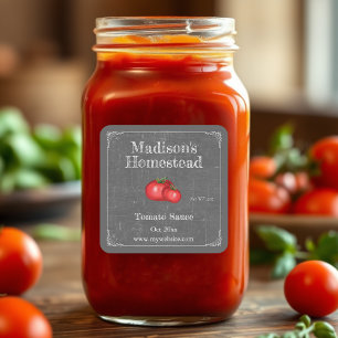Cuadrada Salsa de tomate Pegatina cuadrado