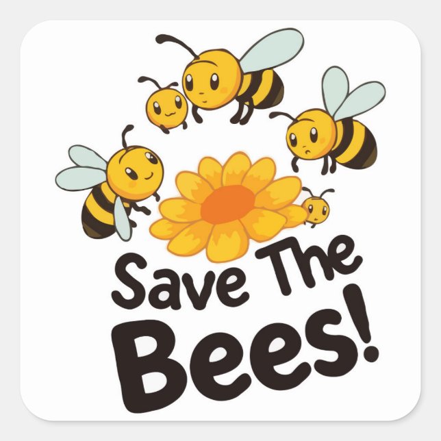 Cuadrada Salvar a la Pegatina de abejas - Conservación de a (Anverso)
