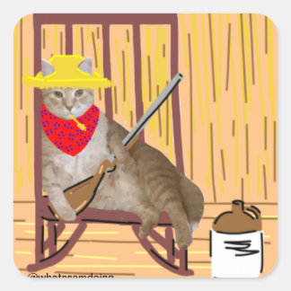 Cuadrada Sam Le Cat No Trespass Country Cat Pegatina