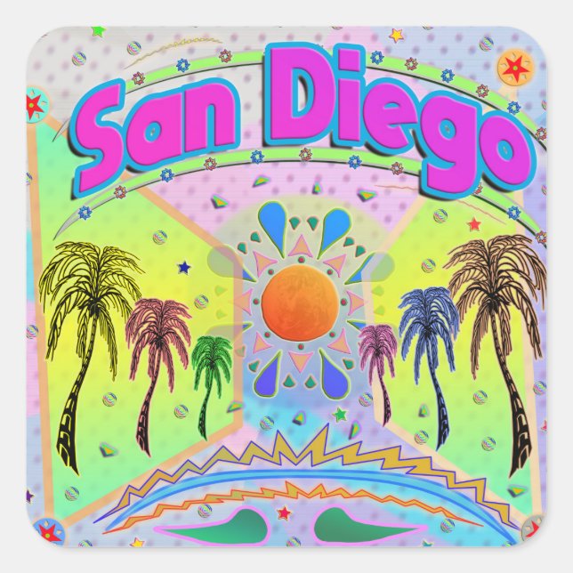 Cuadrada San Diego Calm Desire Pegatina (Anverso)