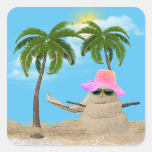 Cuadrada Sandman Tropical Con Pegatina De Hammock Square