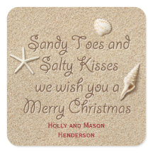 Sandy Toes Salty Kiss Feliz Pegatina de Navidad