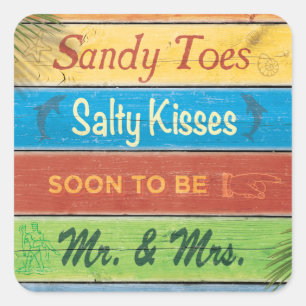 Cuadrada Sandy Toes Salty Kisses Pegatina