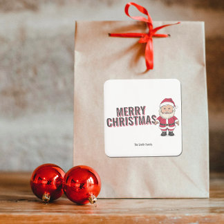 Cuadrada Santa Claus - Muñeco de juguete Santon Pegatina de