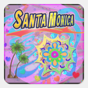 Cuadrada Santa Mónica Pegatina del verdadero progreso