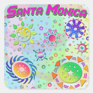 Cuadrada Santa Mónica Siete Suns y Pegatina de Energía
