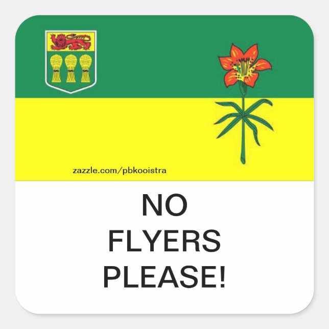 Cuadrada Saskatchewan No Flyers Por favor, Pegatina de la c (Anverso)