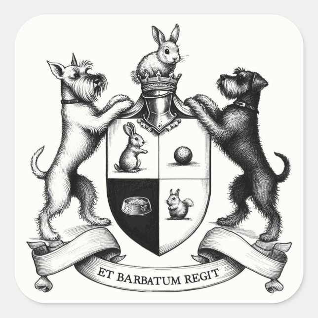 Cuadrada Schnauzer Coat of Arms Pegatina (Anverso)