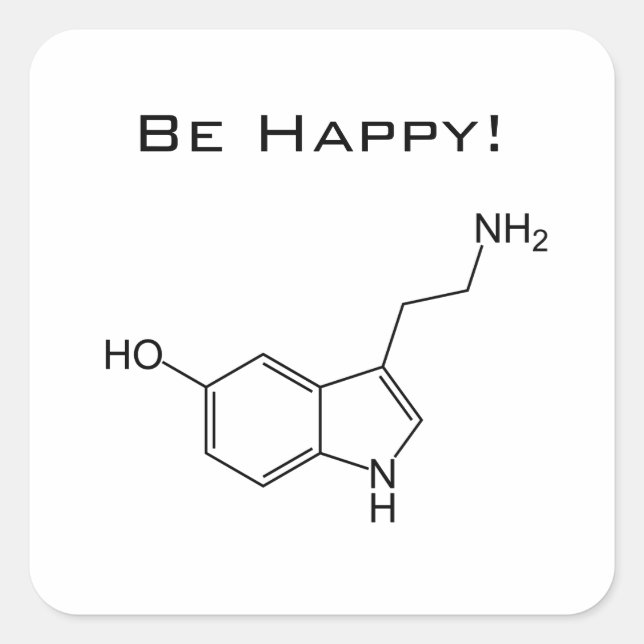 Cuadrada ¡Sé feliz! Pegatina de serotonina (Anverso)