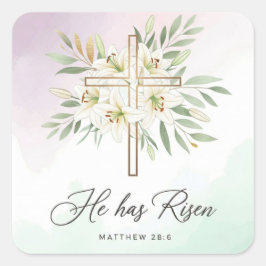 Cuadrada "Se Ha Levantado" Pegatina de Pascua