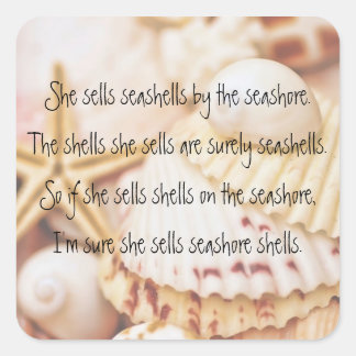 Cuadrada Seashell Tongue Twister Pegatina