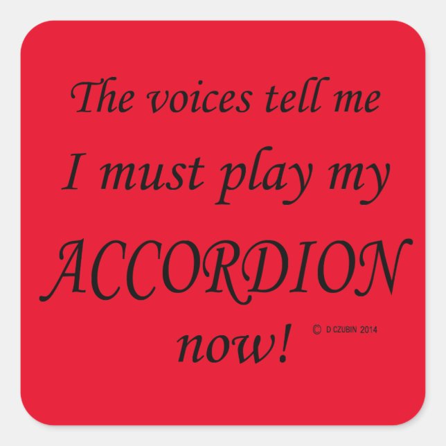 Cuadrada Según voces de acordeón, hay que jugar al Pegatina (Anverso)