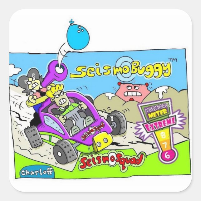 Cuadrada SeismoSquad Seismo Buggy Pegatina (Anverso)