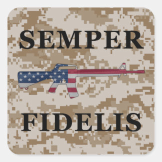 Cuadrada Semper Fidelis M16 Pegatina Tan