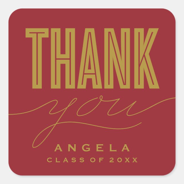 CUADRADA SENCILLAMENTE MODERNO GRACIAS PEGATINA GRAD FAVOR (Anverso)