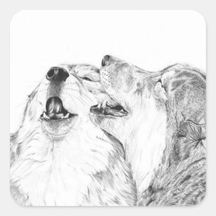 Cuadrada Serenade - Pegatina Wolf