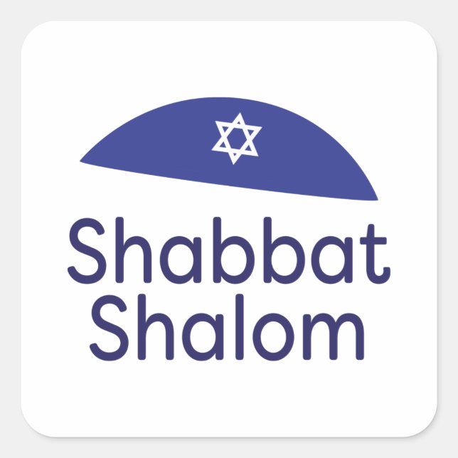 Cuadrada Shabbat Shalom Pegatina (Anverso)