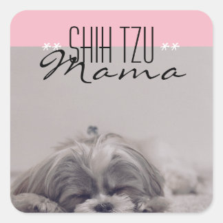 Cuadrada Shih Tzu Mama Pegatina por las mamás de perro