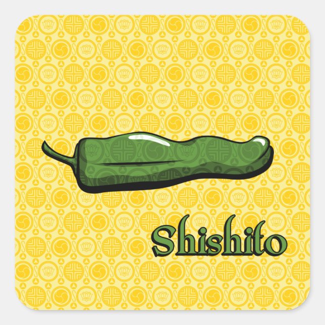 Cuadrada Shishito Chili Pepper Pegatina (Anverso)